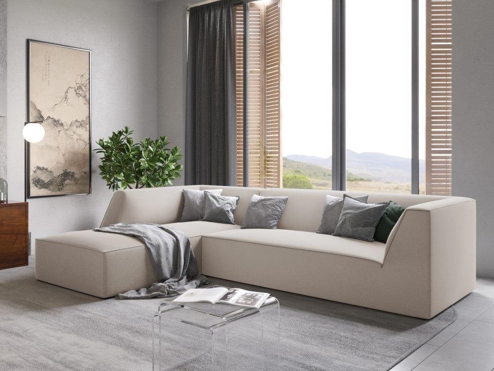 Narożnik aksamitny 4-osobowy lewostronny RUBY beżowy Micadoni Eye on Design