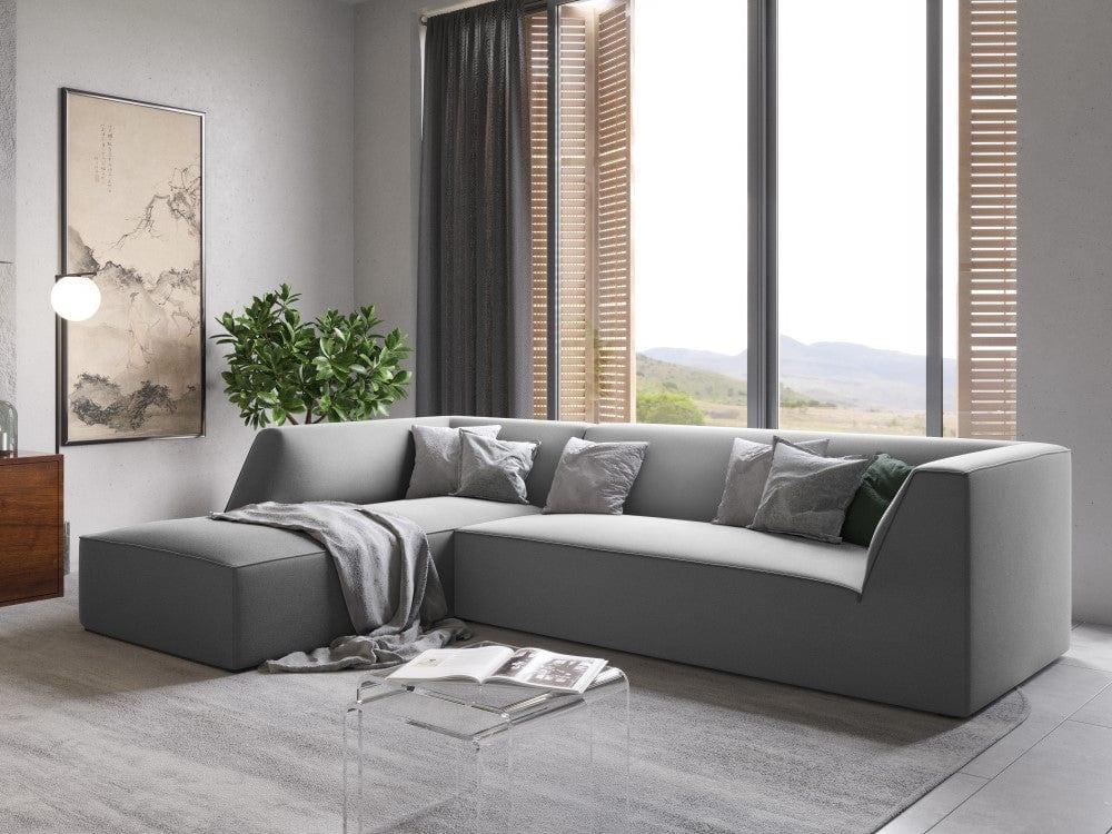 Narożnik aksamitny 4-osobowy lewostronny RUBY jasnoszary Micadoni Eye on Design