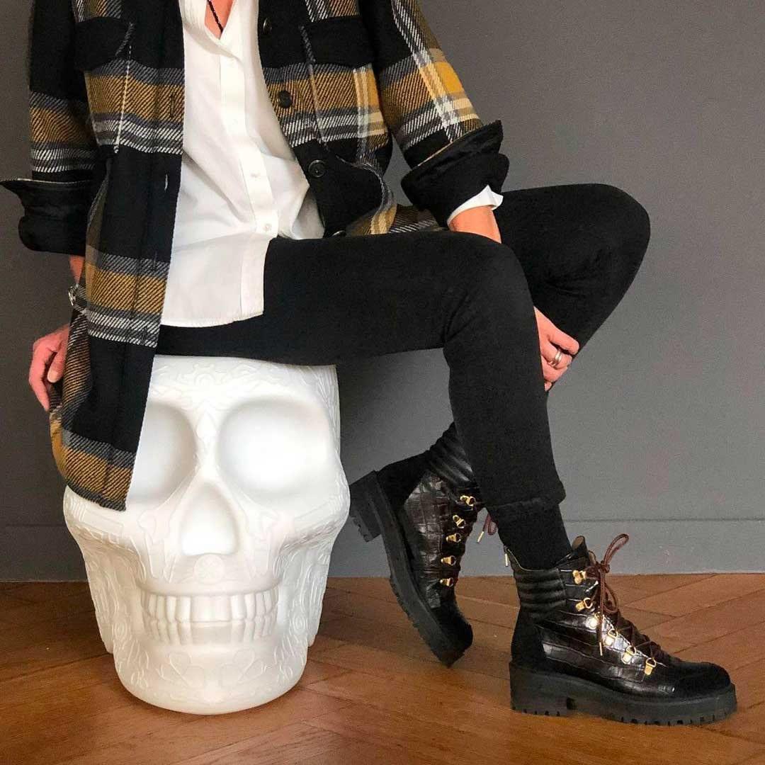 Stołek i stolik boczny MEXICO kremowy biały Qeeboo Eye on Design