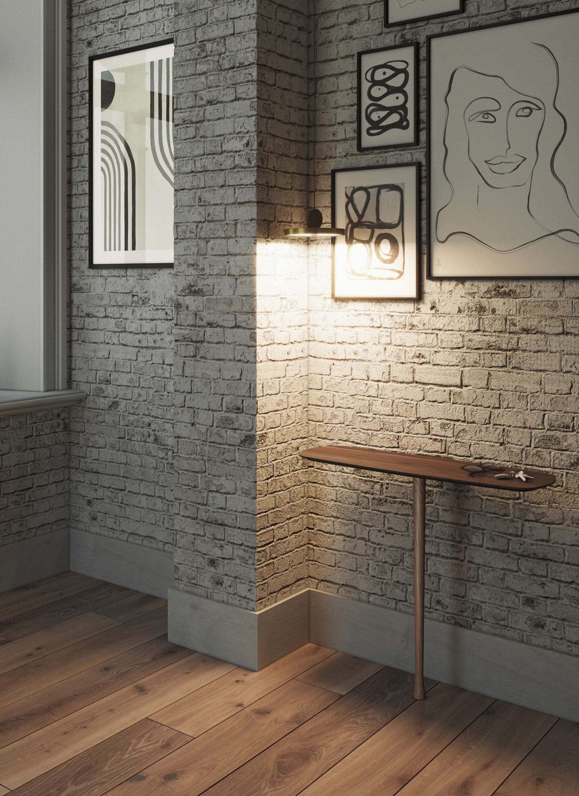 Wandconsole UNICA - CONFIGURATIE 02 notenhout