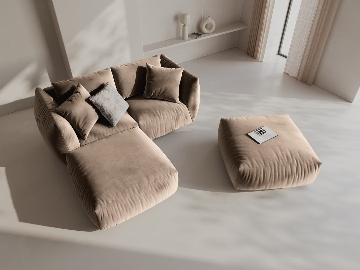 CHRIS sandy velvet pouf