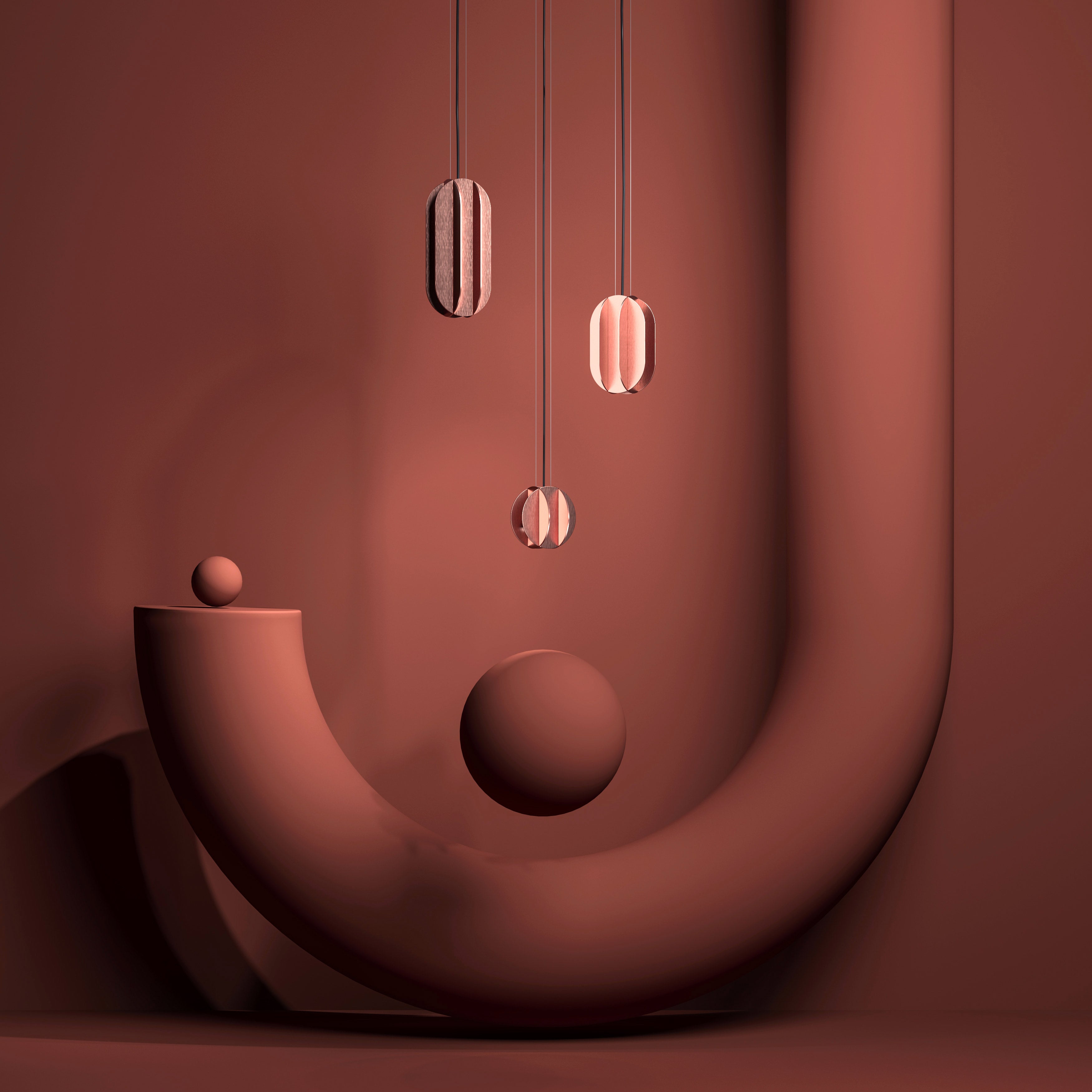 Runde Pendelleuchte EL Kupfer