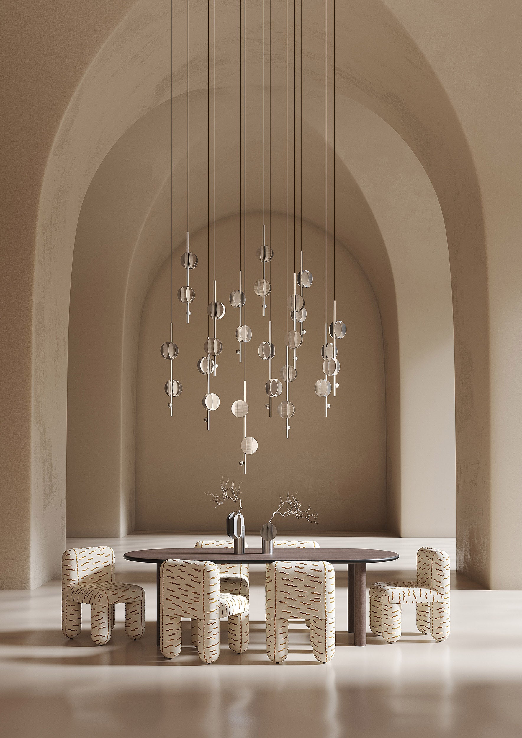 Stoel HELLO zandbeige met bruine patroon