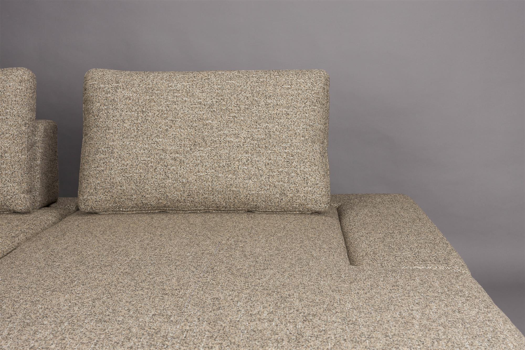 Rechthoekige SHELLY hoekbank in donkerbeige melange met zwarte basis