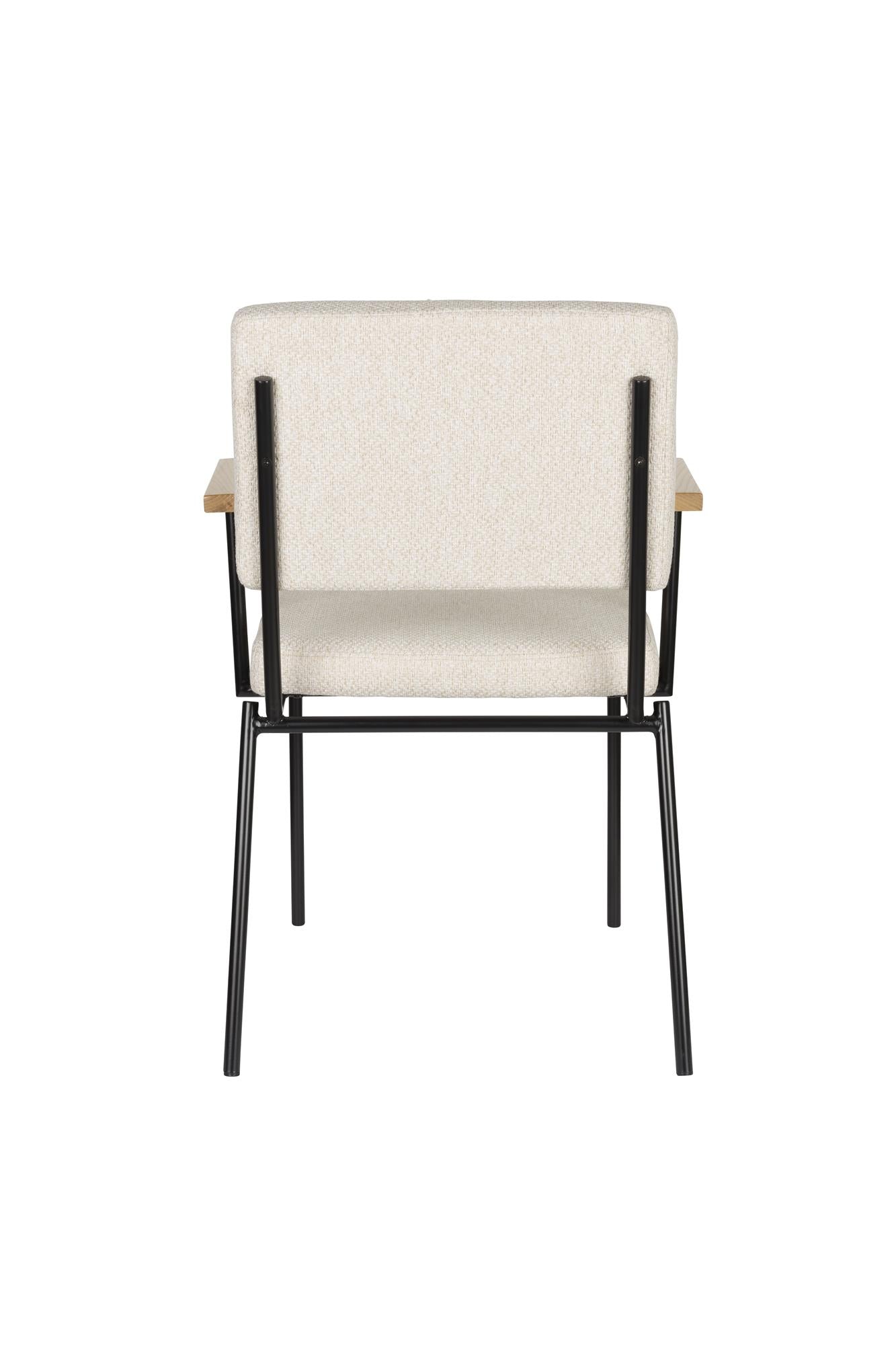 Chair with fellow beige armrests with a black base