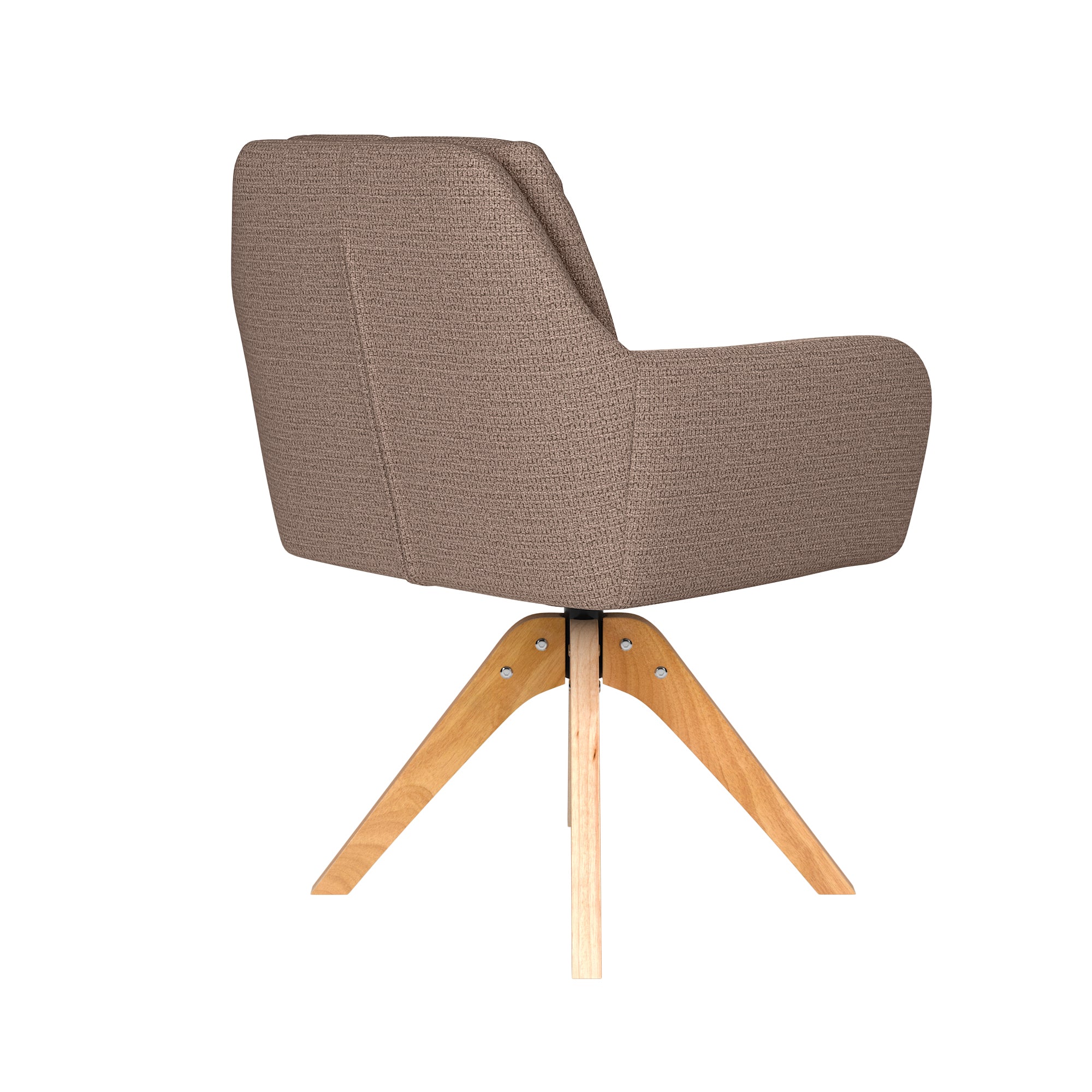 PETE taupe swivel chair with wooden base