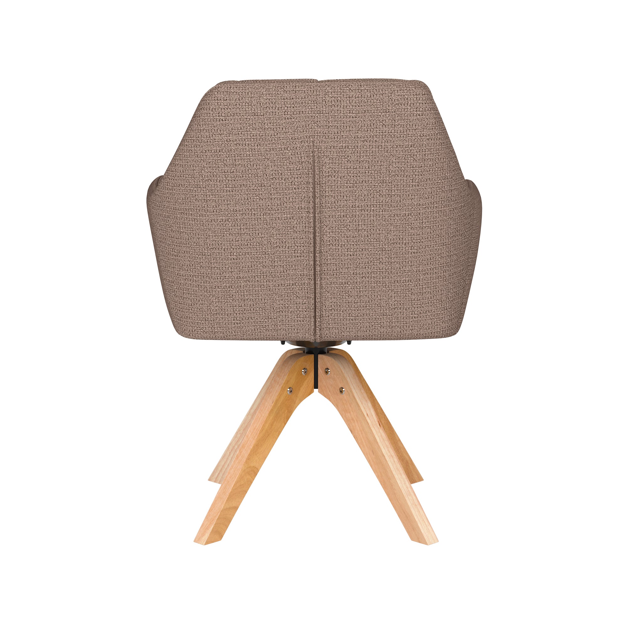 PETE taupe swivel chair with wooden base