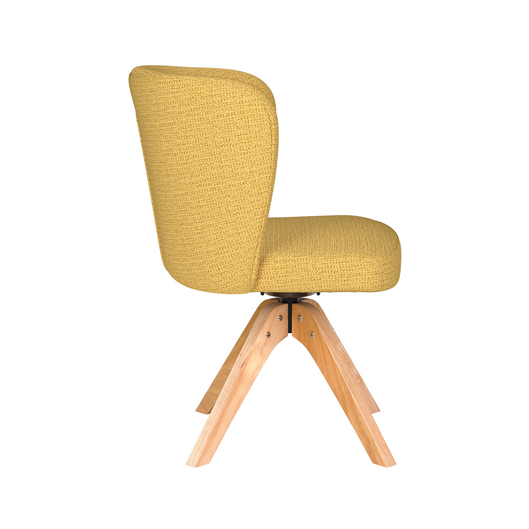 STAN yellow swivel chair with wooden base