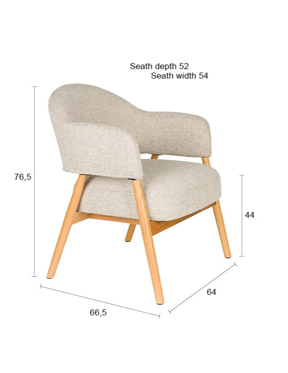 Sessel INDY beige mit Holzgestell