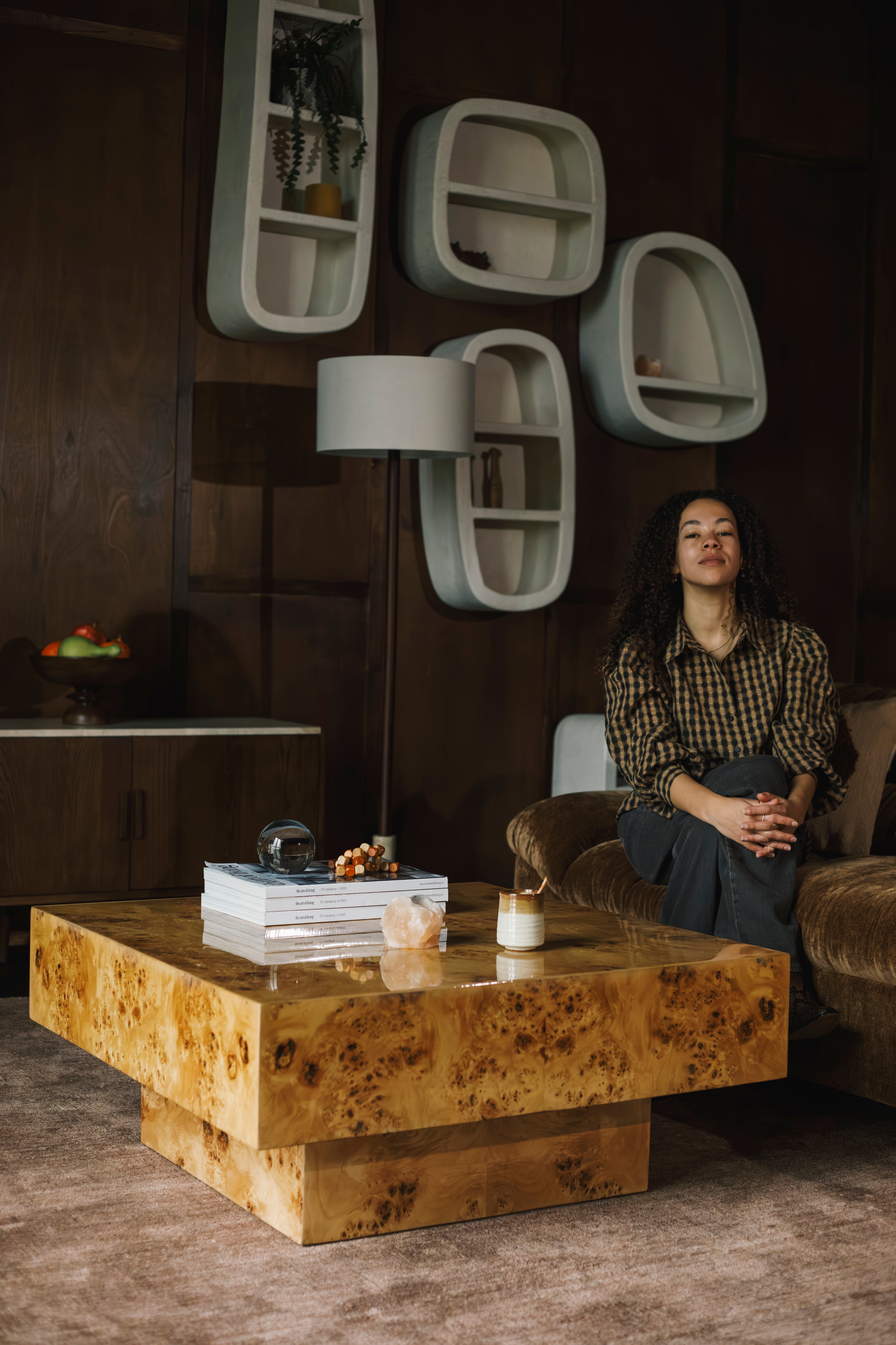 Koffietafel QUINN fineer van notenhout