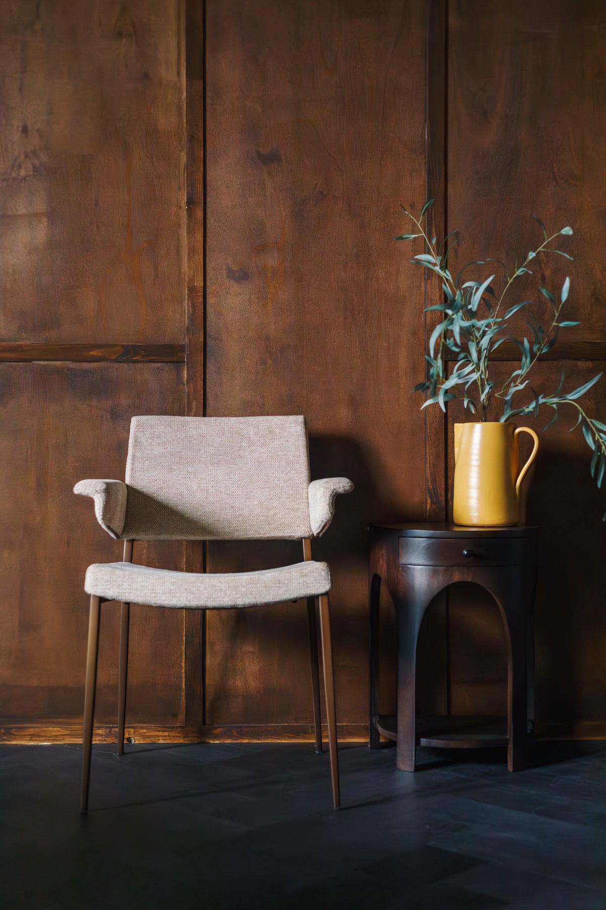 Beige PORTLAND stoel met armleuningen