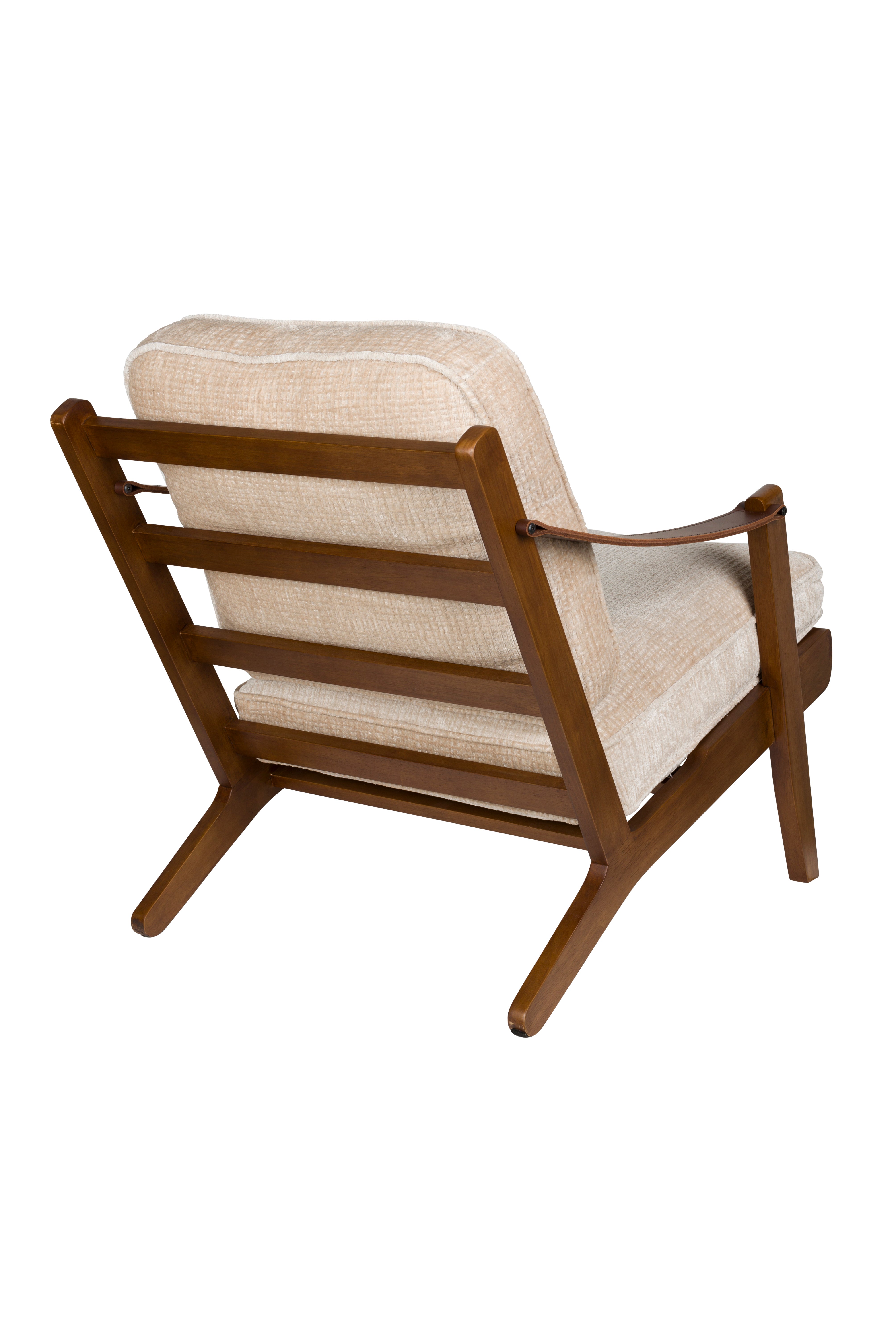 Beige fauteuil WASHINGTON met houten basis