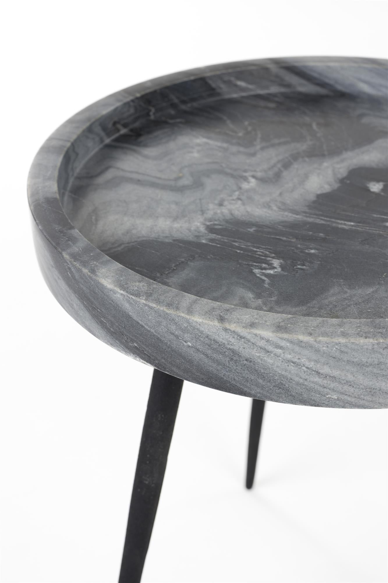 Grijze KARRARA bijzettafel met zwart