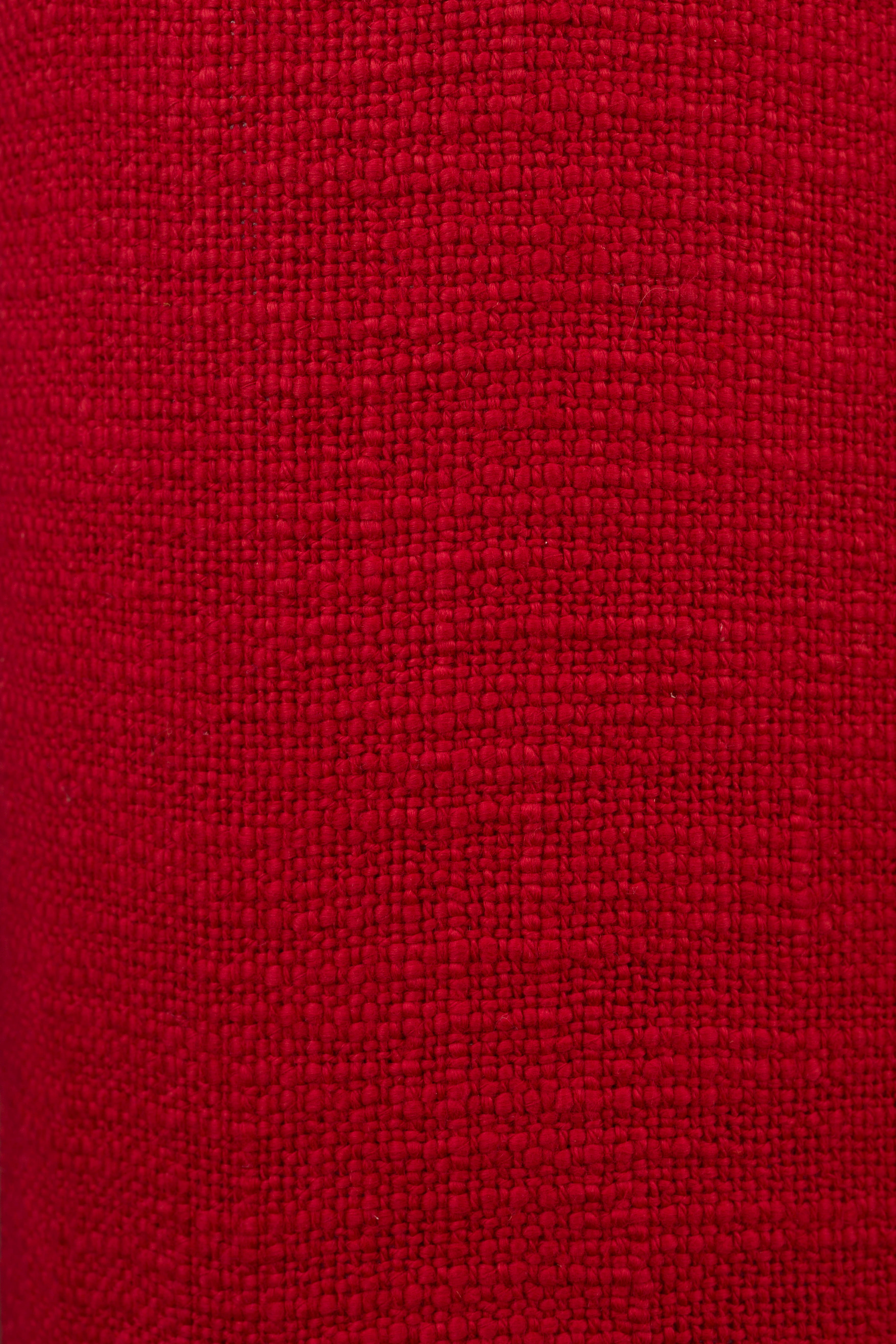 Tafellamp JULES rood met een bruine voet