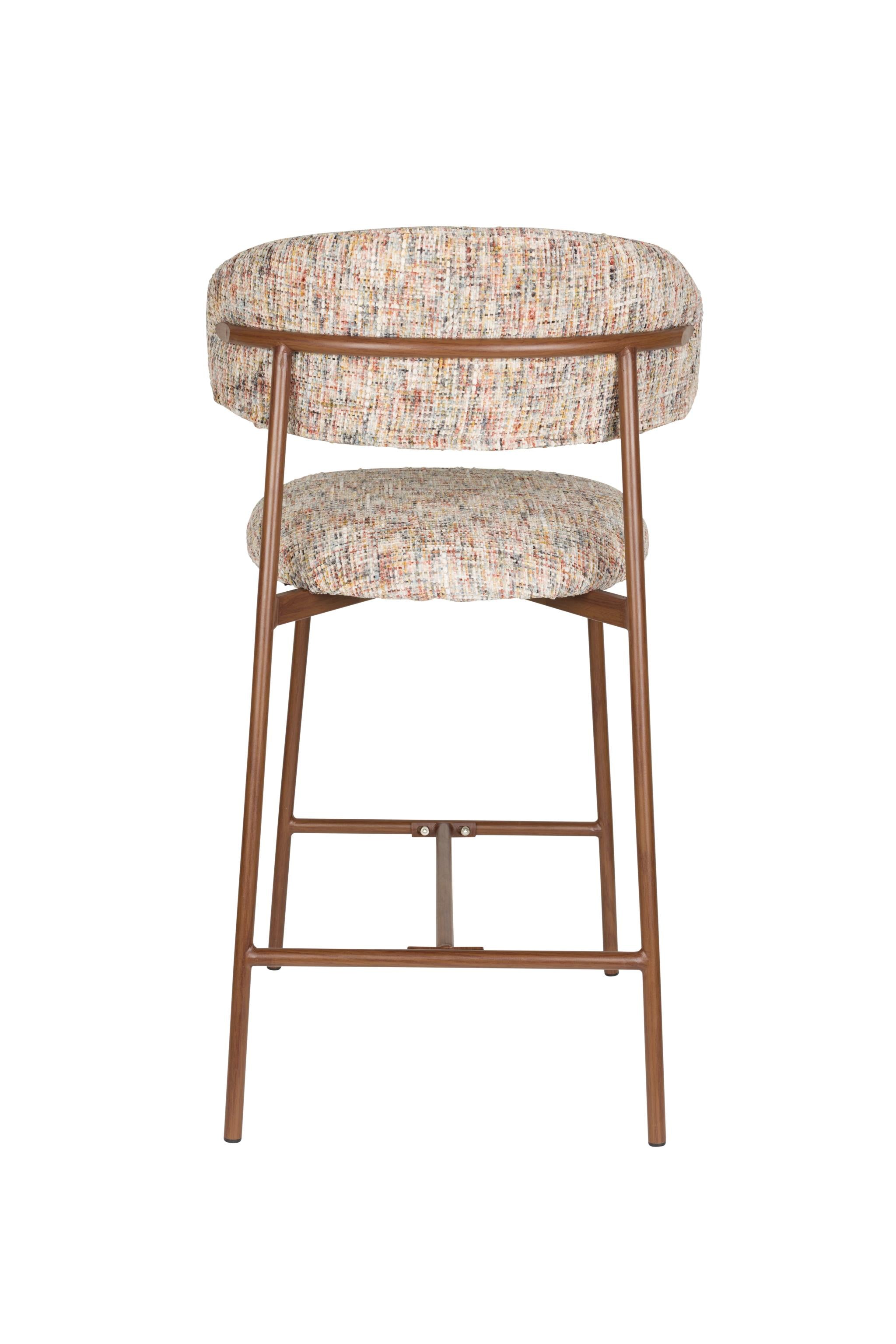 CLAES Bar Stool Beige Melange with Brown Base