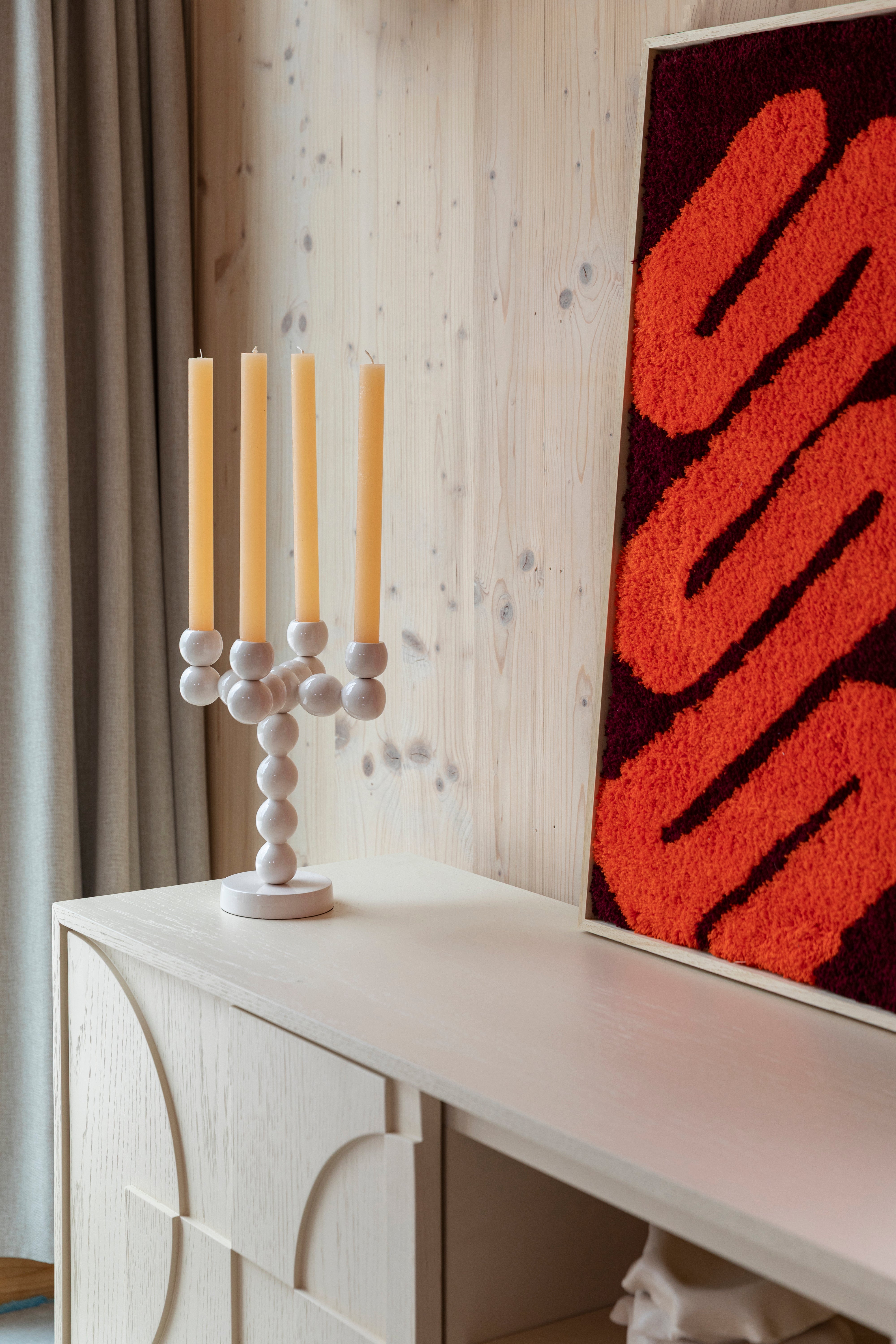 BUBBLES FOUR beige candle holder