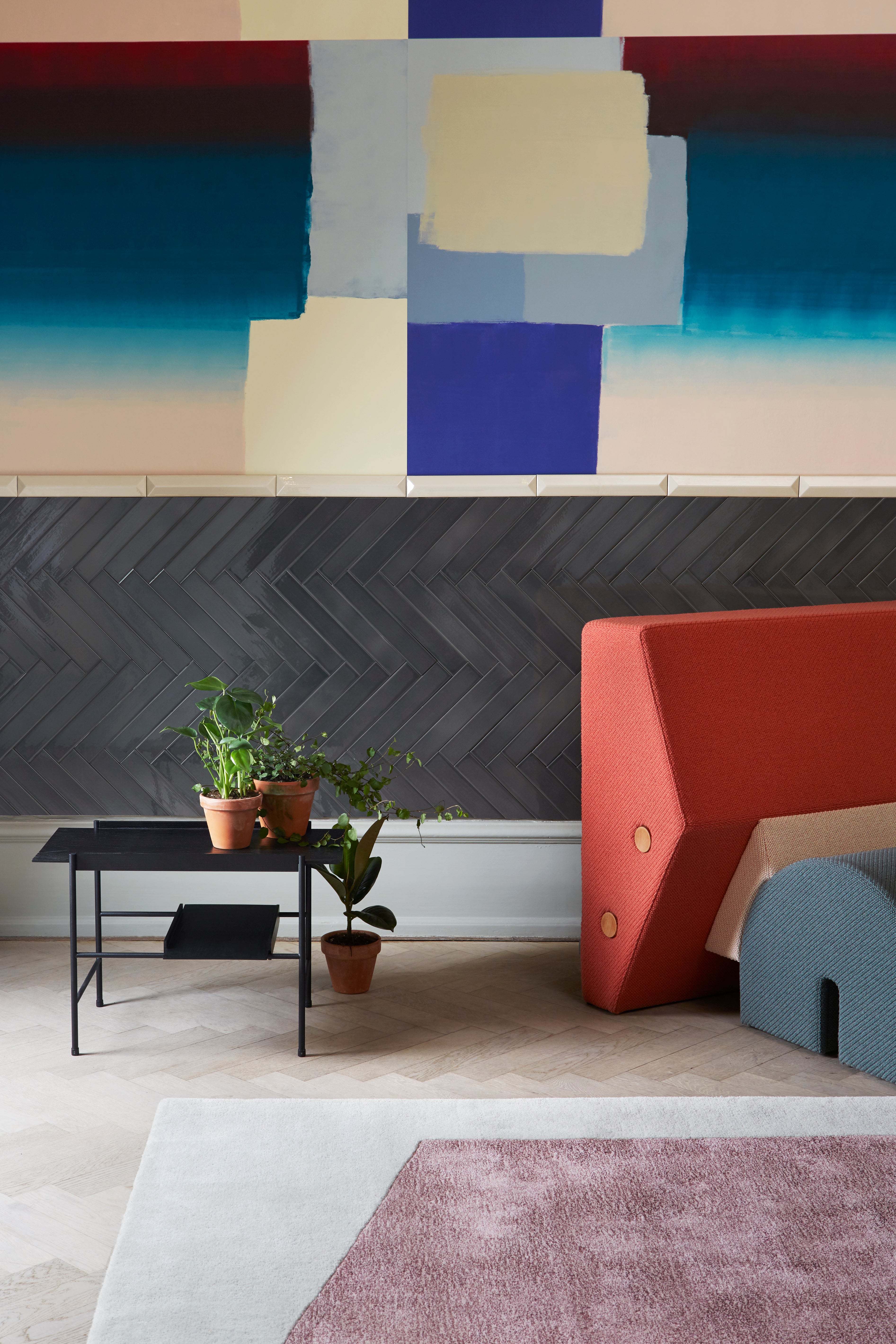 Fauteuil KEYSTONE oranje met beige en donkergrijs