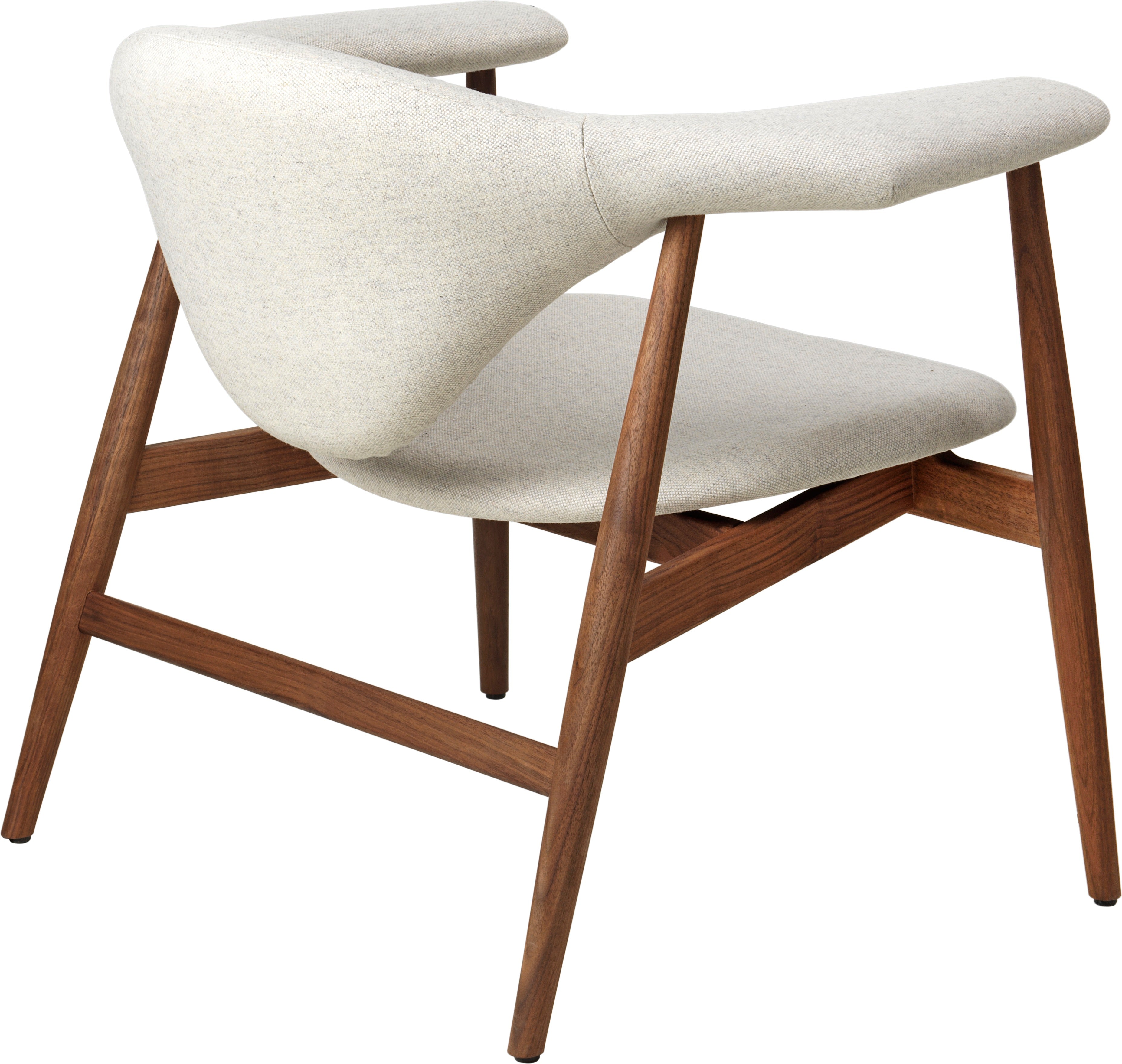 Fauteuil MASCULO gestoffeerd met een notenhouten basis