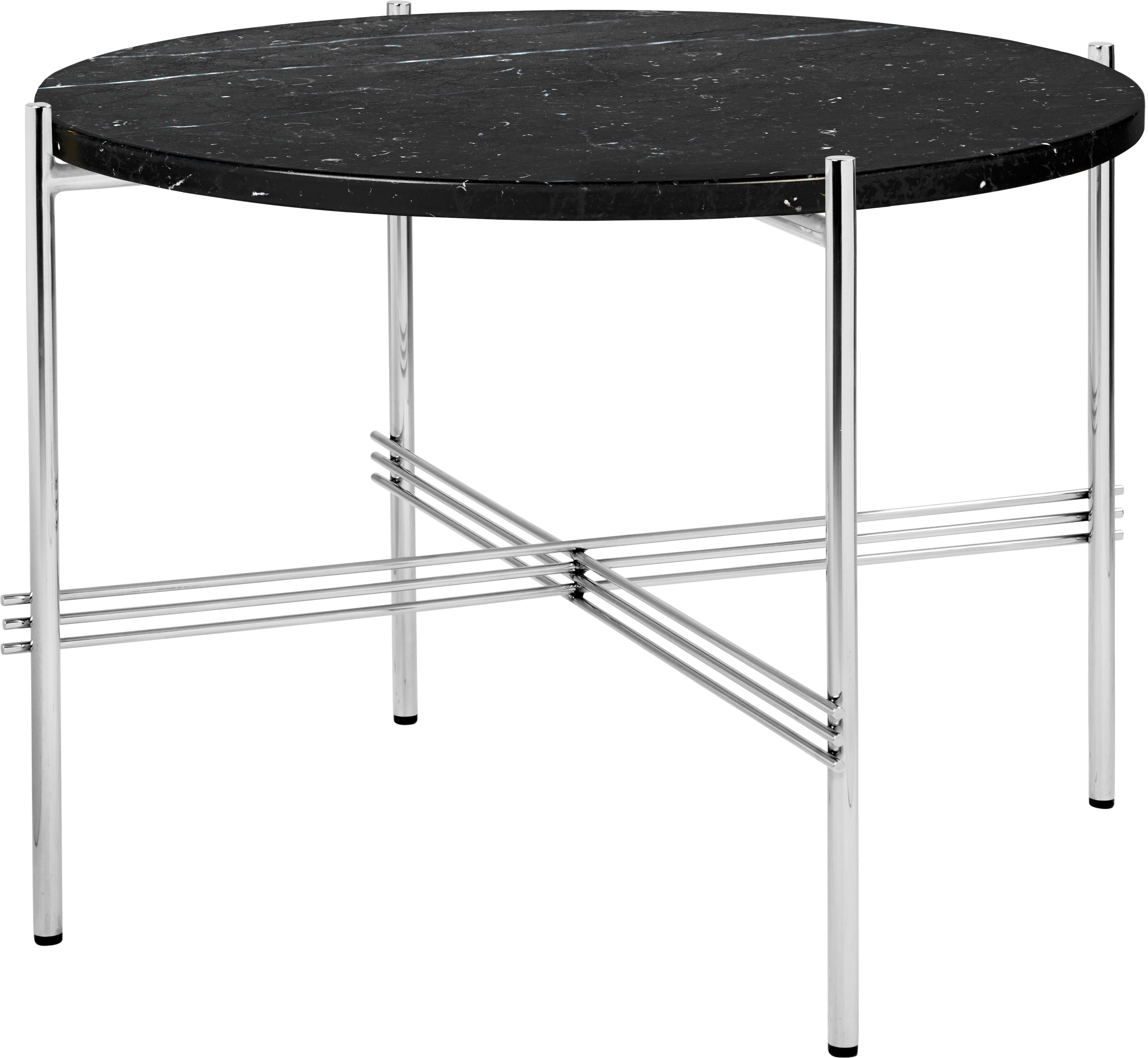 Ronde salontafel TS zwart marmer met verchroomde voet