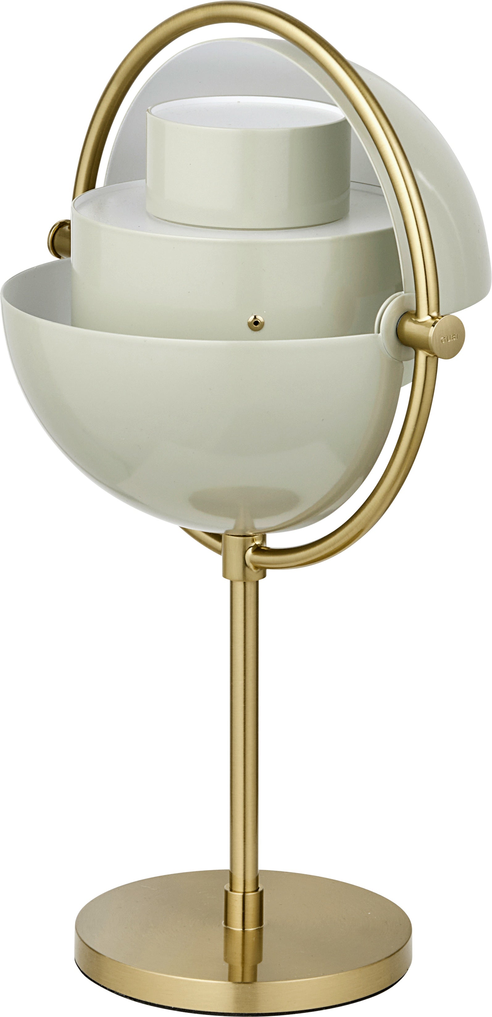 MULTI-LITE portable lamp in cream with a brass base