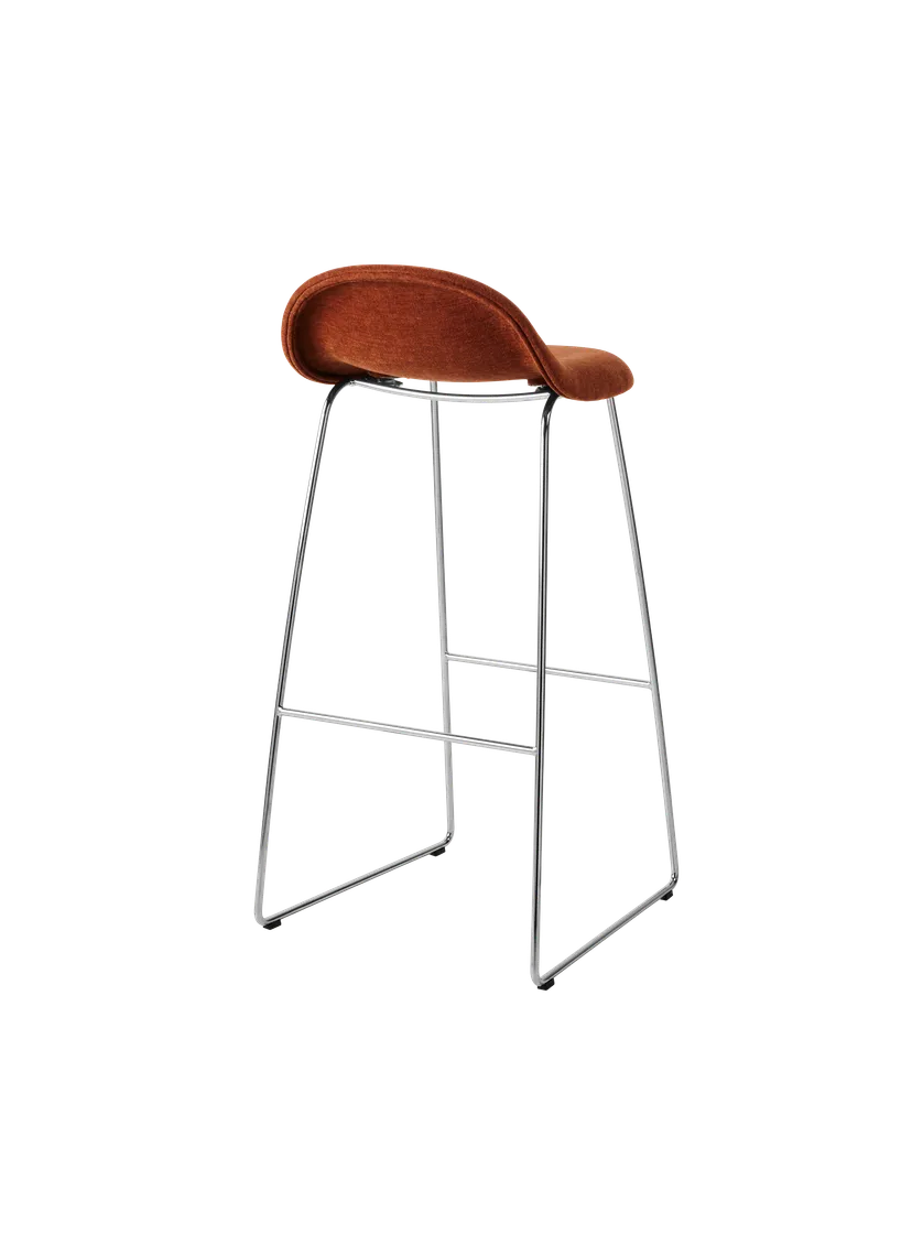 GUBI 3D upholstered stool with chrome base