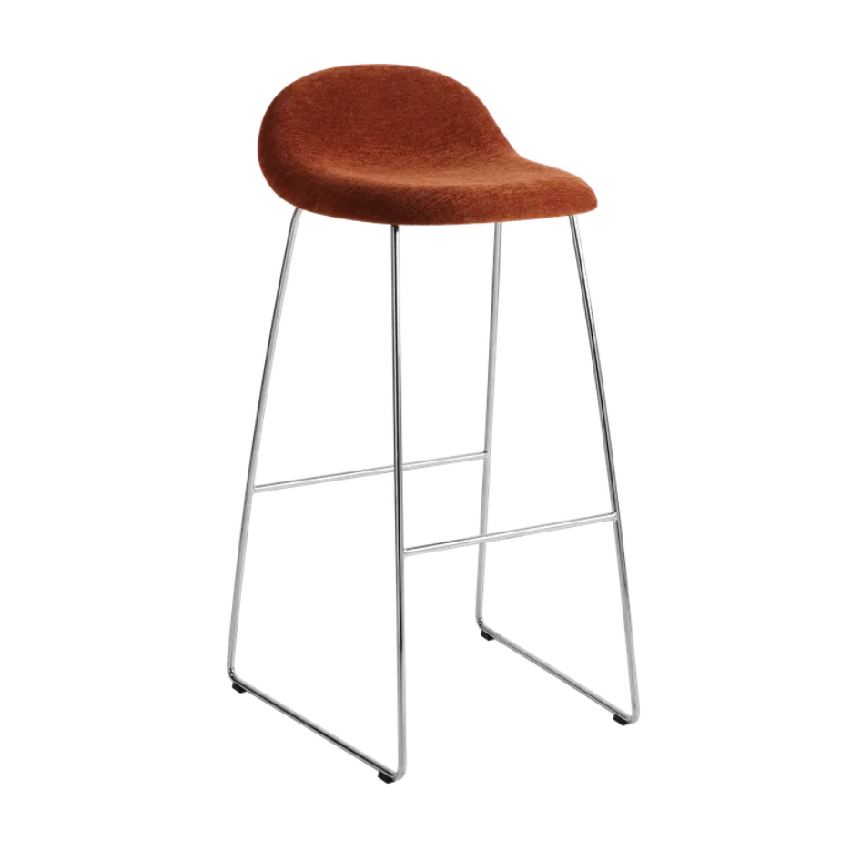 GUBI 3D upholstered stool with chrome base