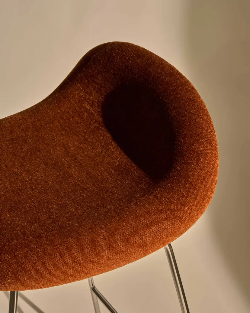 GUBI 3D upholstered stool with chrome base