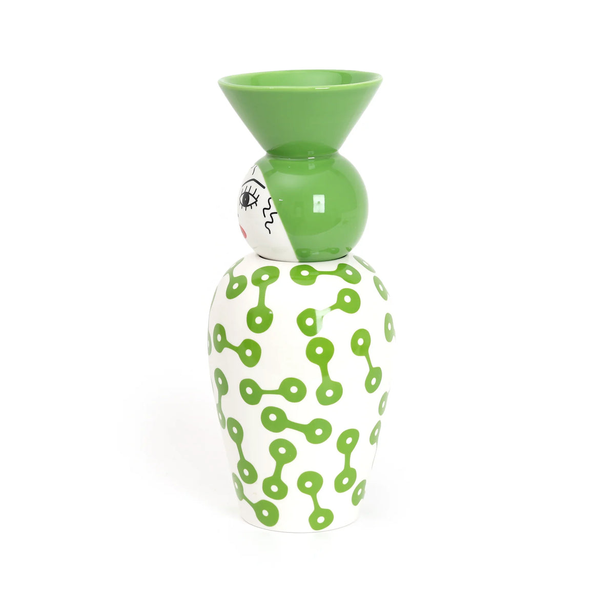 Vaas met deksel CANOPIE - PIETRA groen met wit