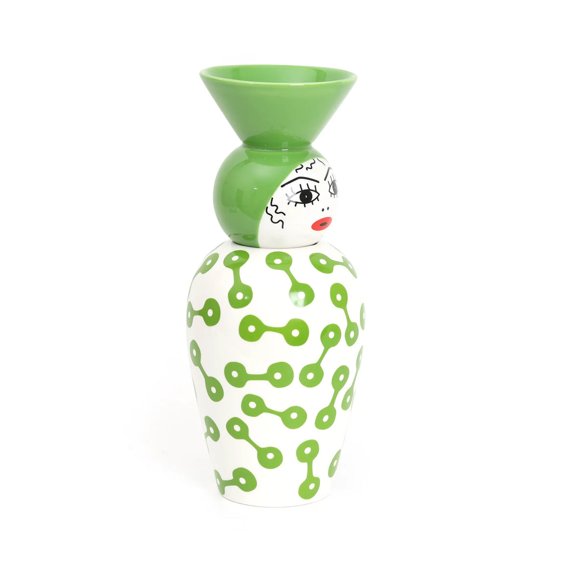 Vaas met deksel CANOPIE - PIETRA groen met wit