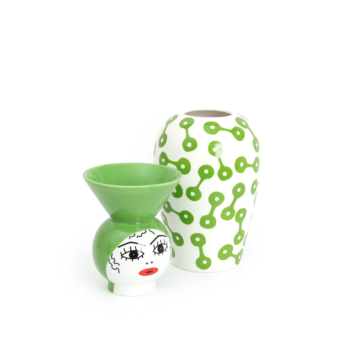 Vaas met deksel CANOPIE - PIETRA groen met wit