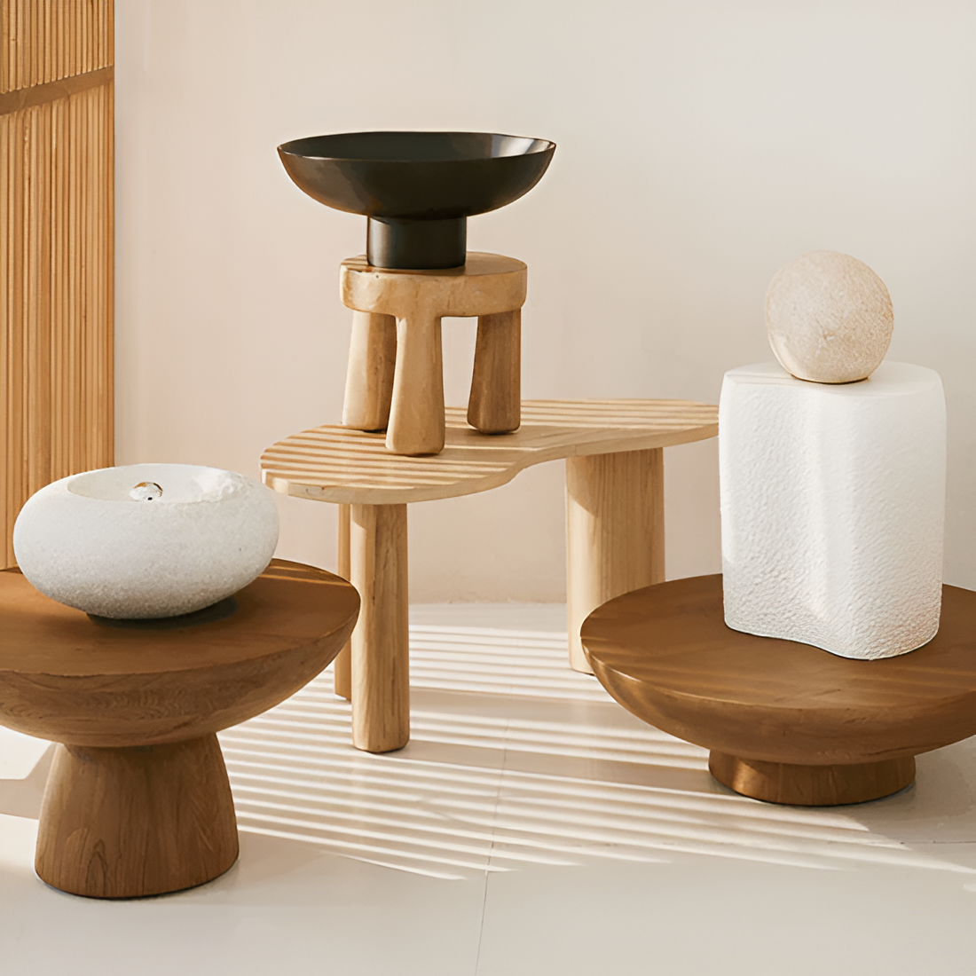 Tafellamp IZUMI lichtgrijs keramiek