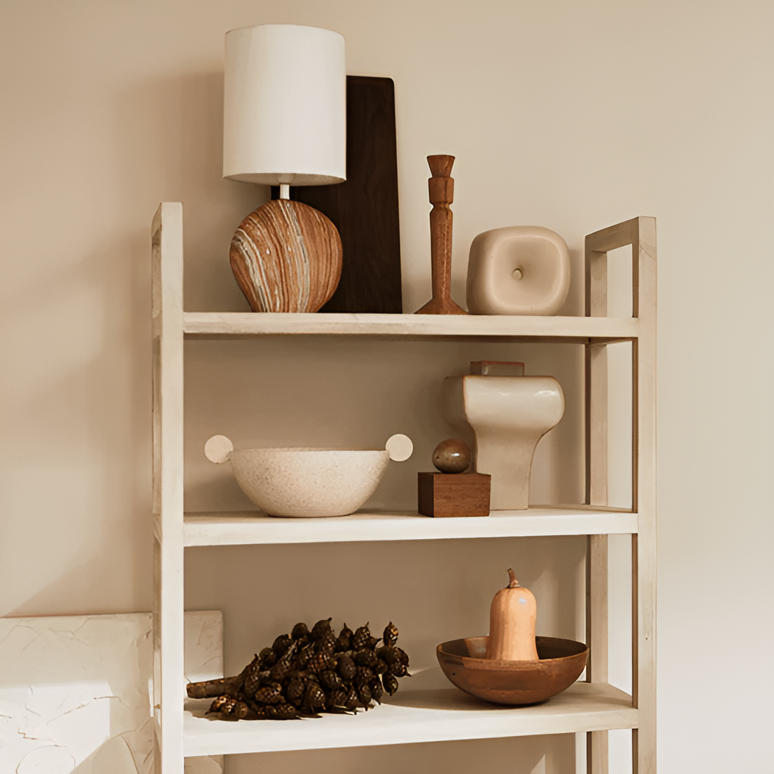 Tafellamp VITA dolomiet met katoenen kap