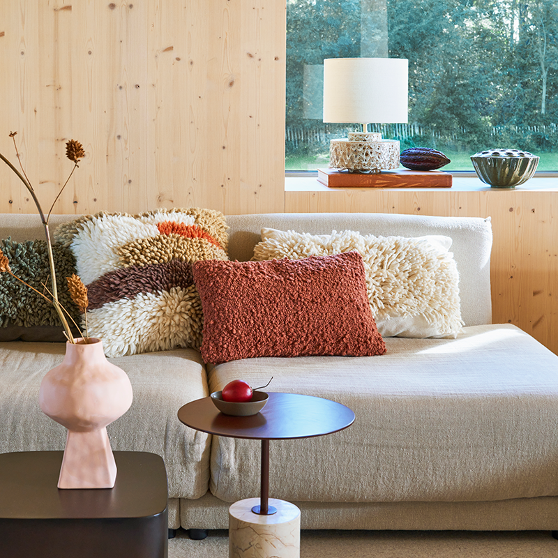 Tafellamp IVY bruine keramiek met katoenen kap