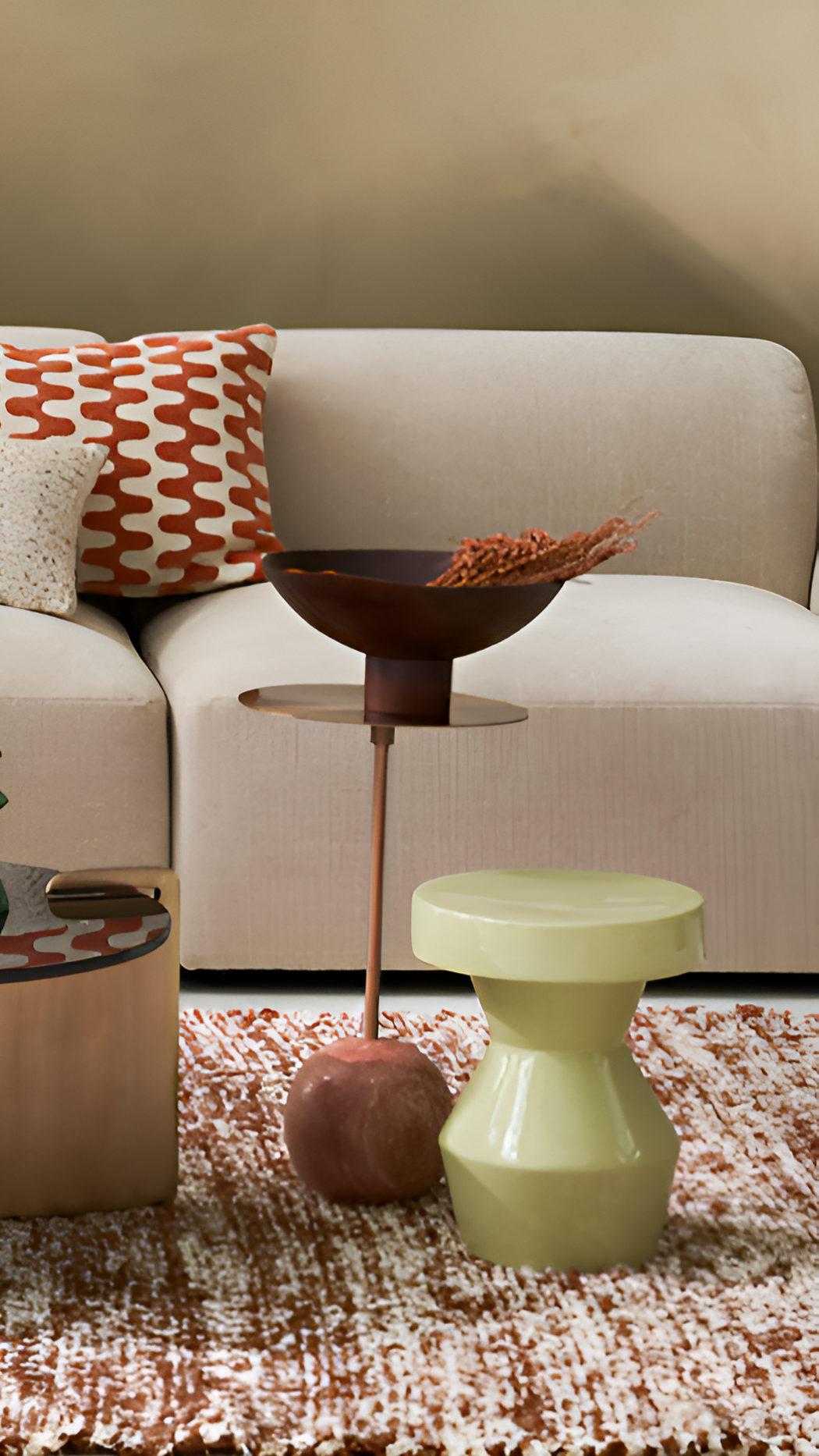 Bijzettafel SCULPTURAL crème keramiek