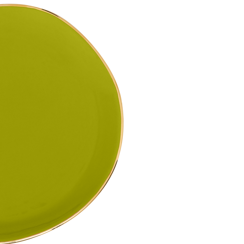 Talerz GOOD MORNING groen met gouden afwerking
