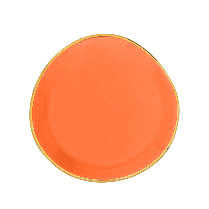 Teller GOOD MORNING orange mit goldener Veredelung