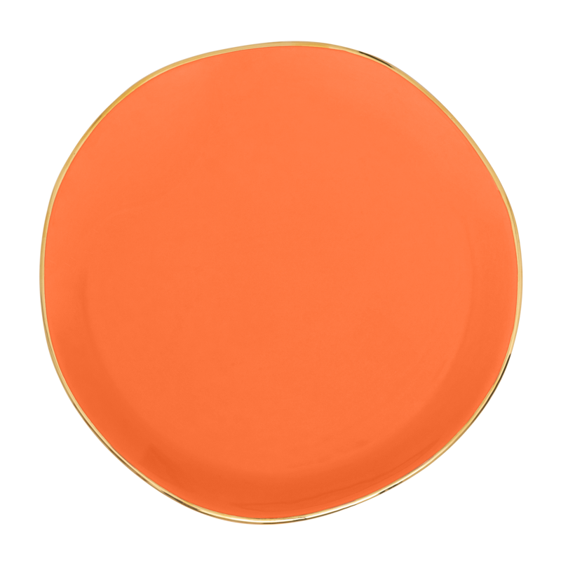 Teller GOOD MORNING orange mit goldener Veredelung