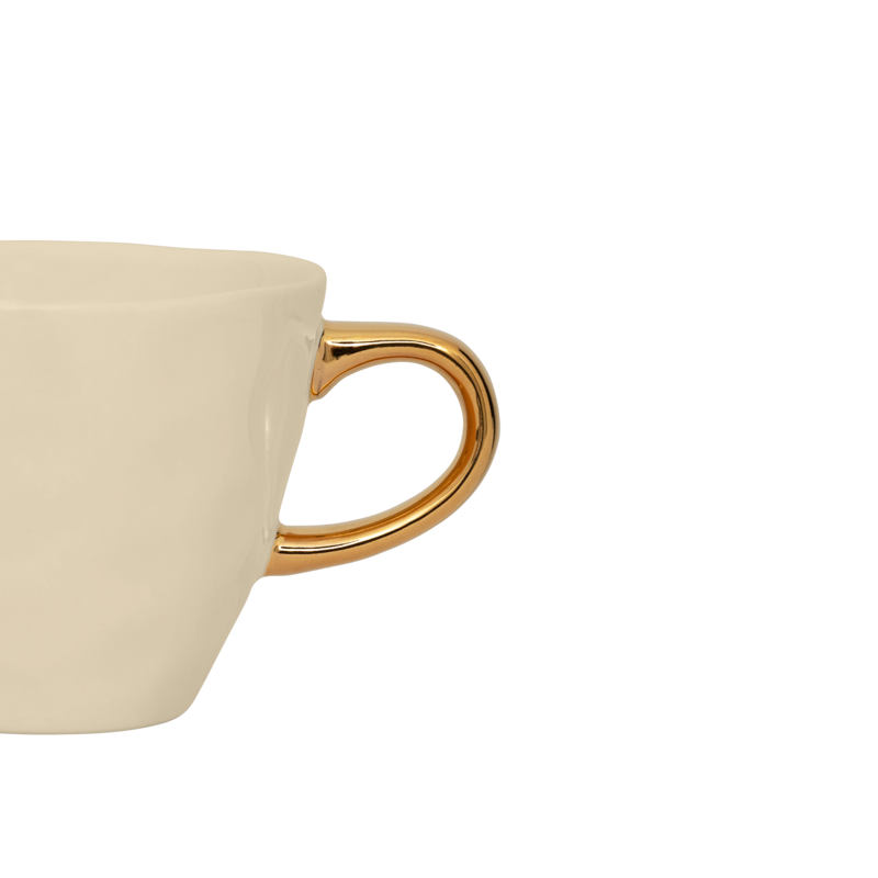 Keramiktasse GOOD MORNING cremefarben mit Gold