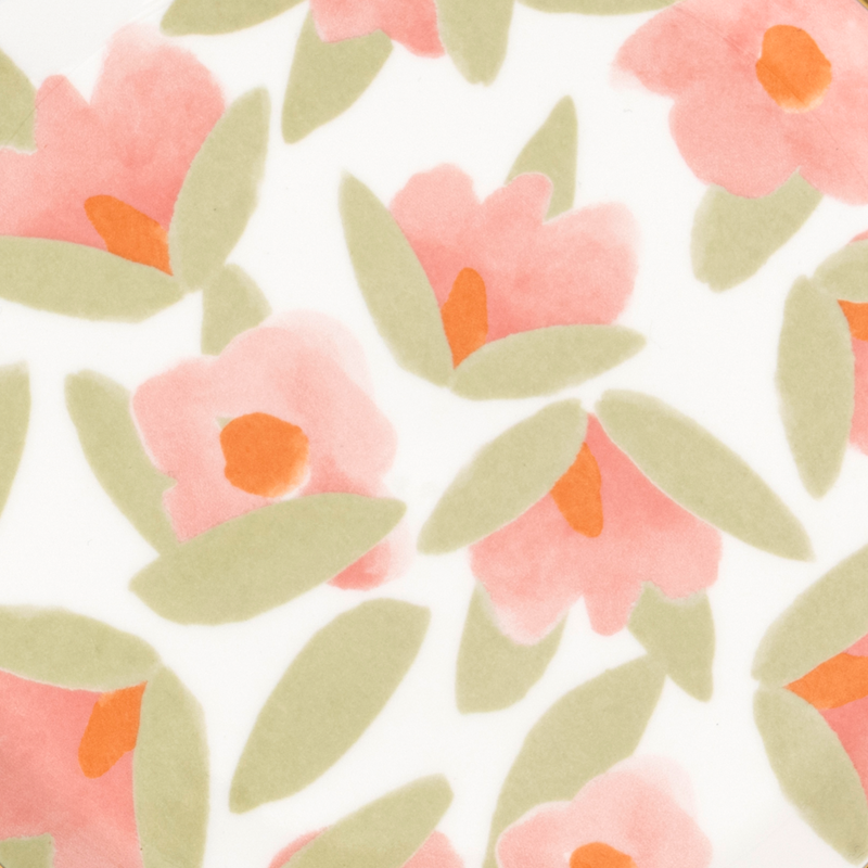 Teller LILJA rosa mit floralem Motiv