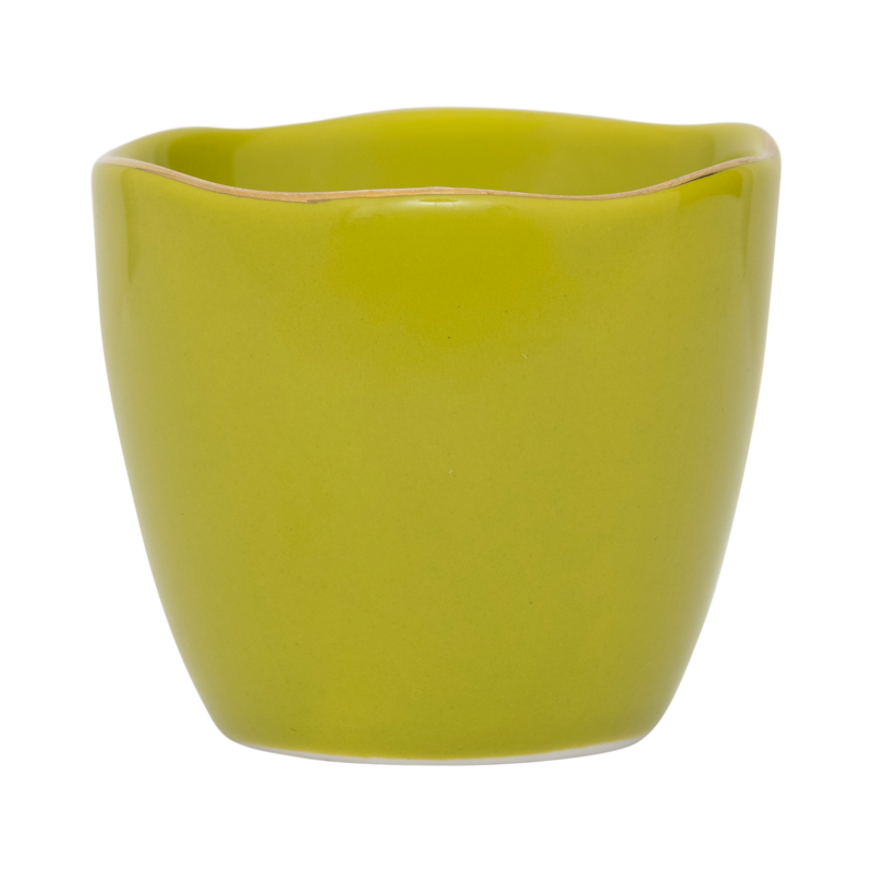 Set eierdopjes GOOD MORNING groen met goud