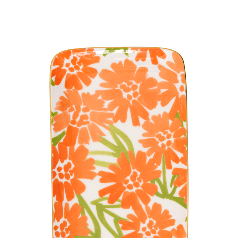 Keramische schaal GOOD MORNING oranje bloemenmotief