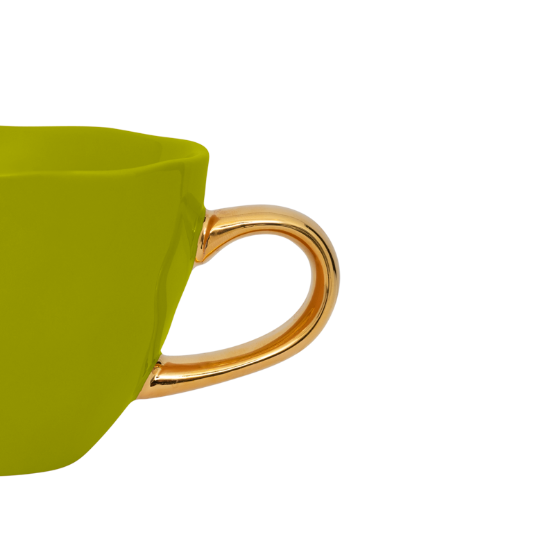 Cappuccino-Tasse GOOD MORNING grün mit Gold