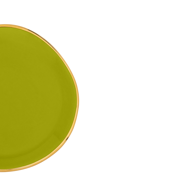 Talerz GOOD MORNING groen met gouden afwerking