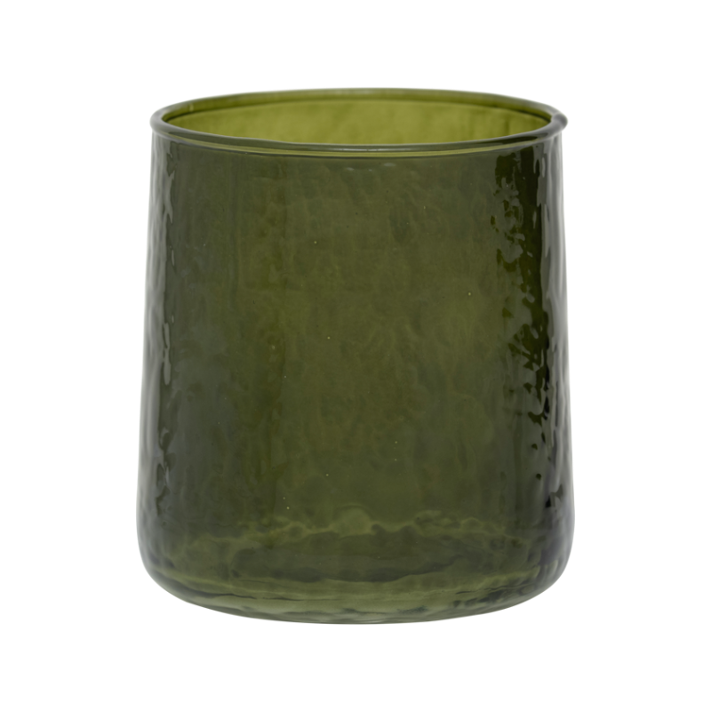 HAMMERED green glass tumbler
