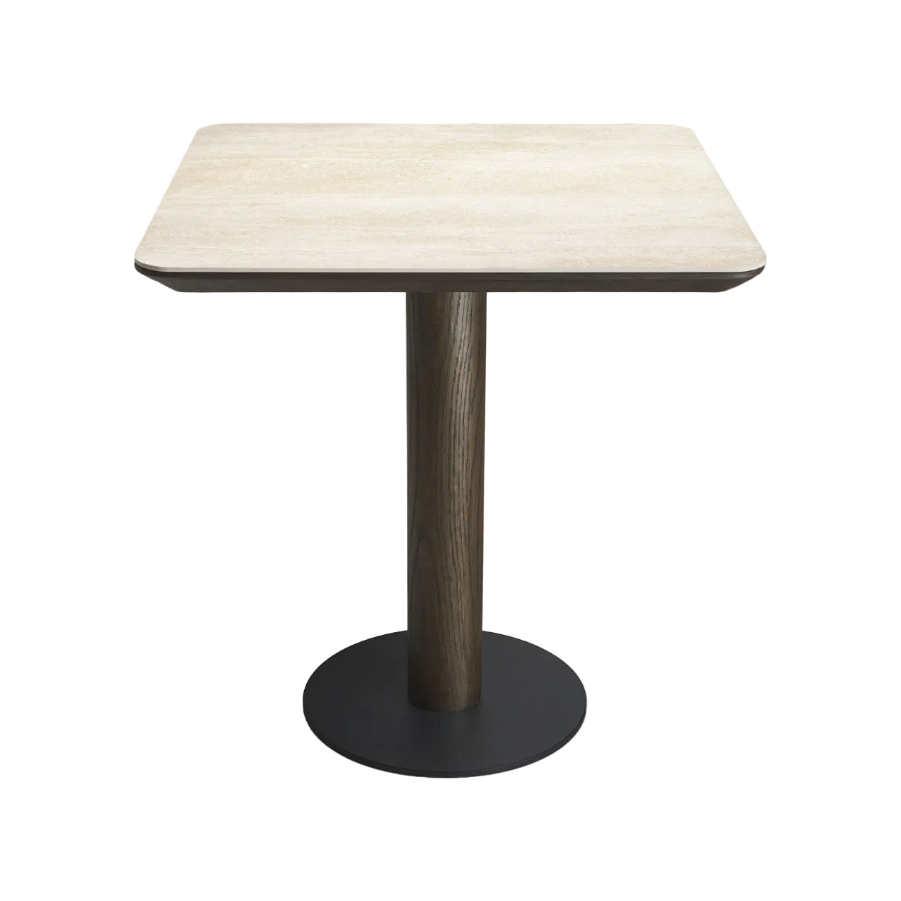 Vierkante bar tafel RITZ bruin eikenfineer met beige keramisch blad
