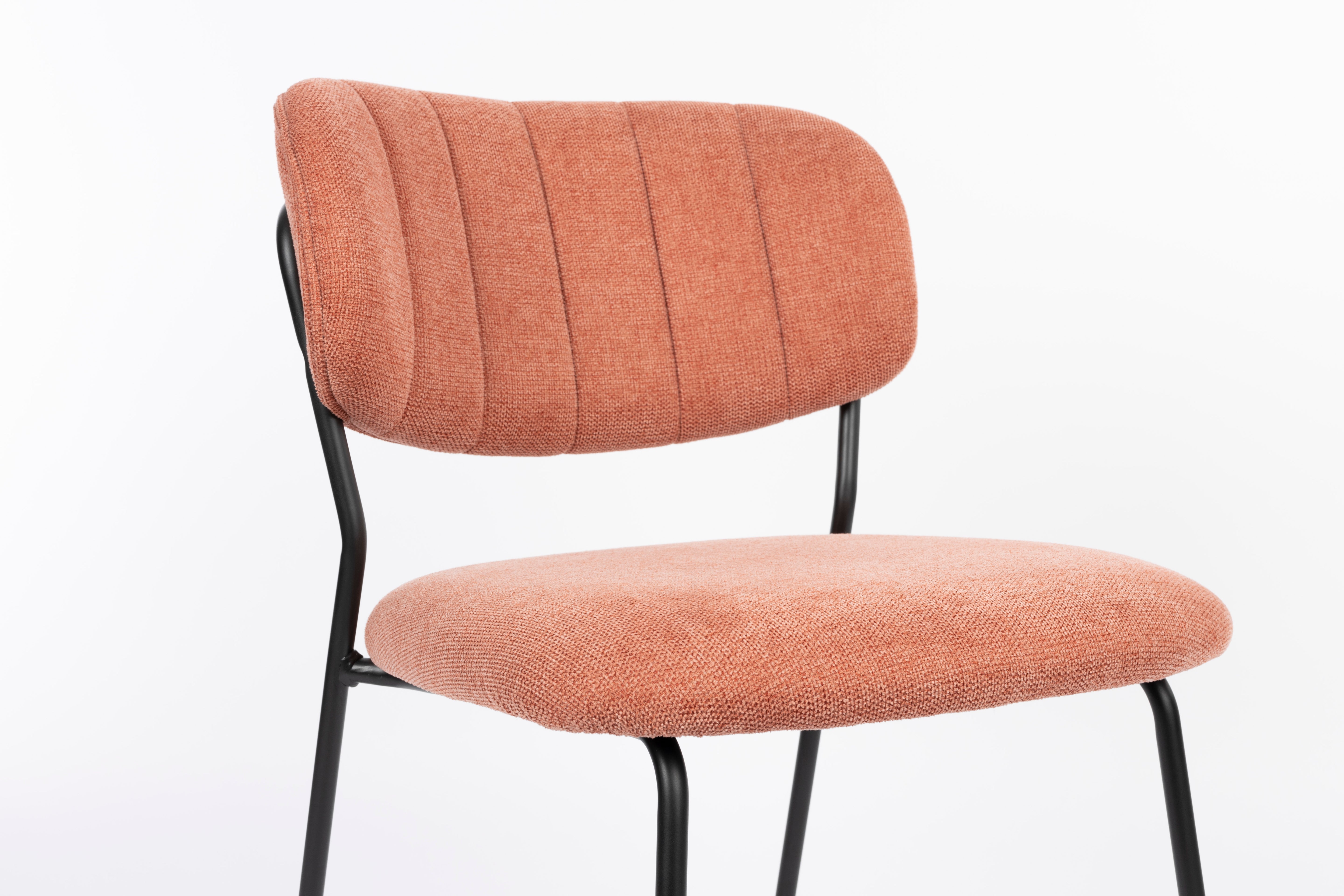 Stuhl JOLIEN lachsrosa mit schwarzem Gestell