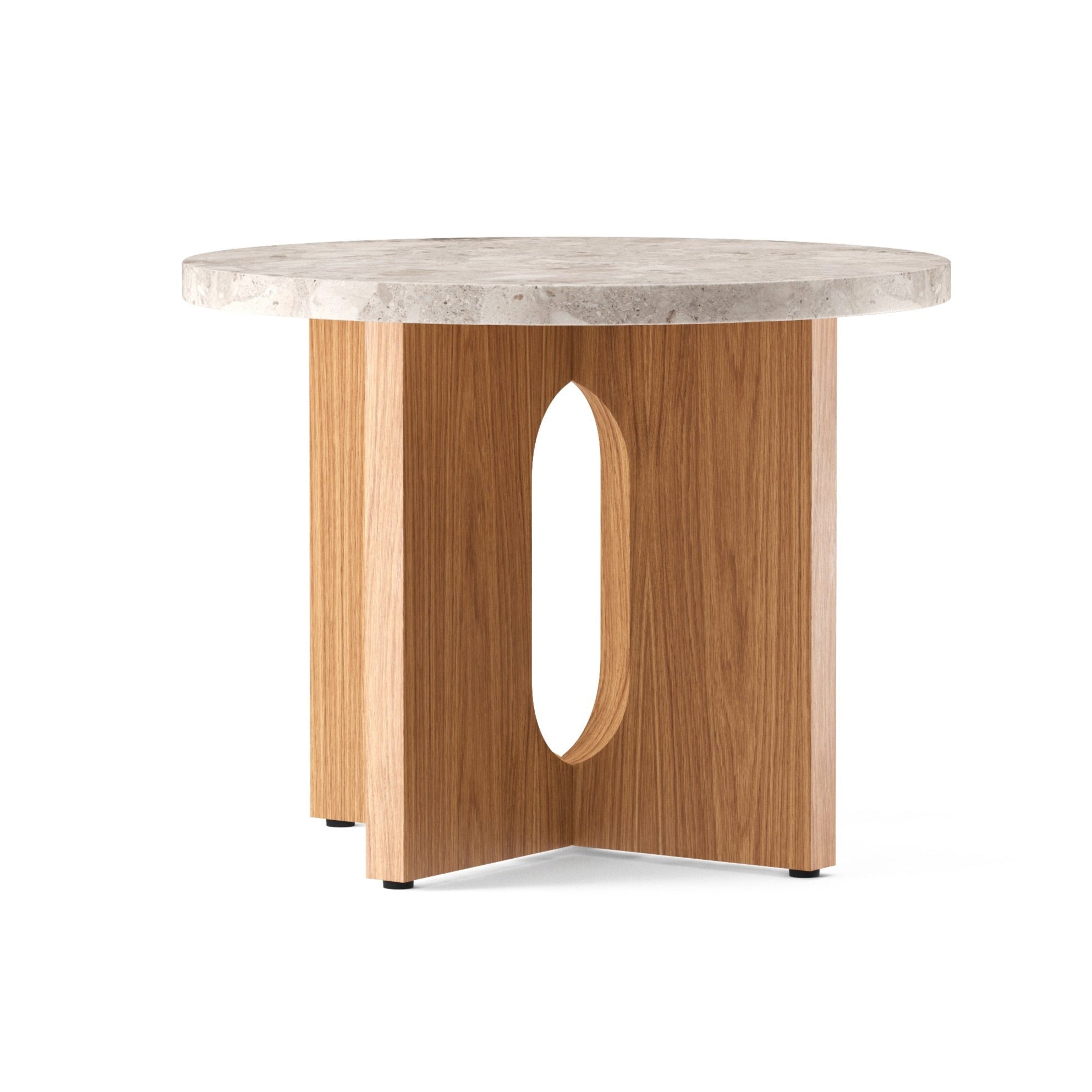 ANDROGYNE side table white marble with oak base