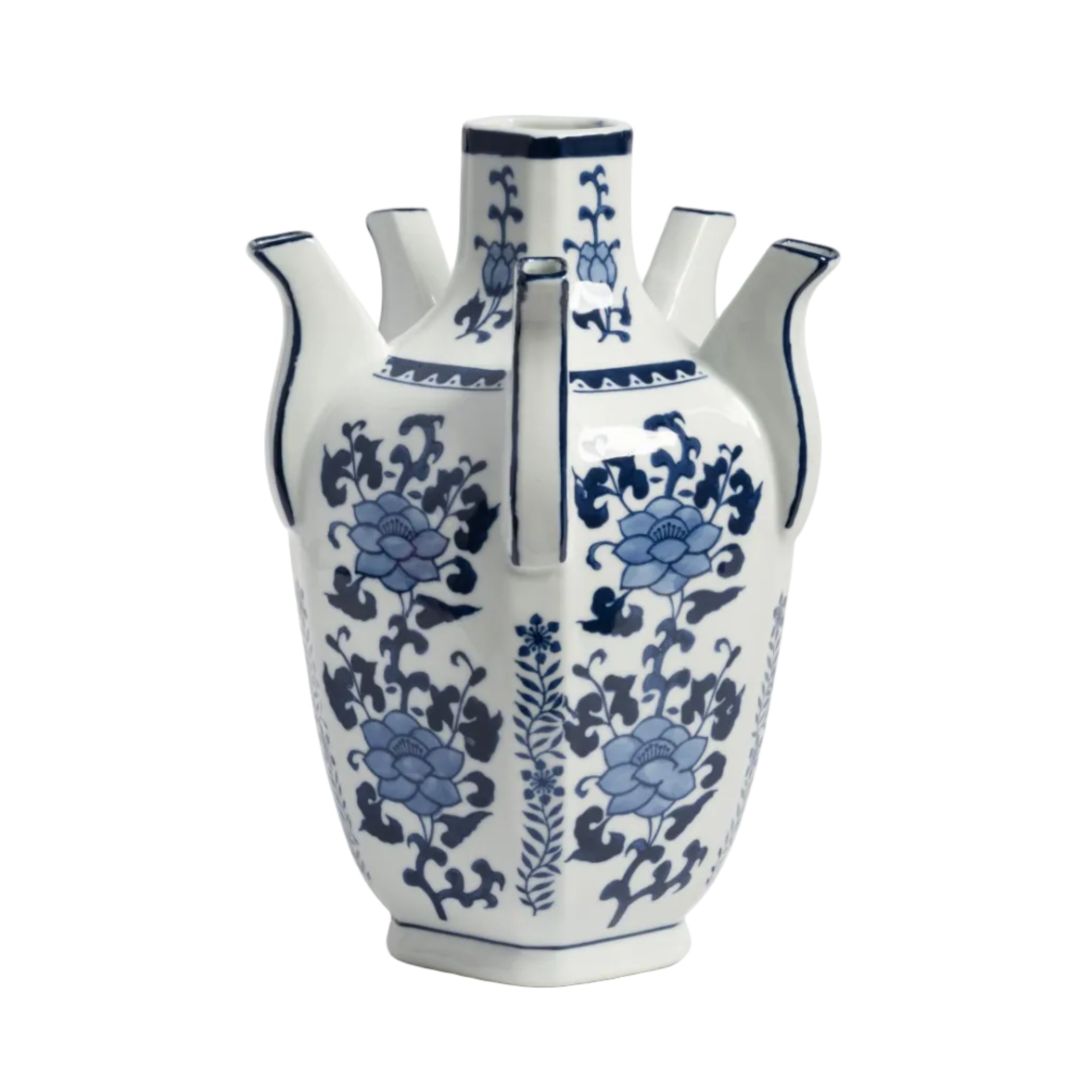 White TULIP ATLAS Vase with Blue