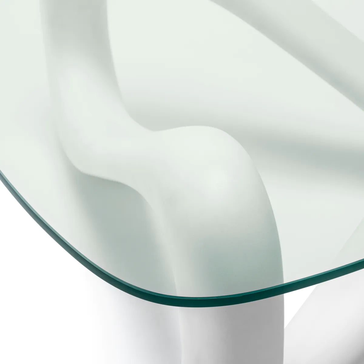 Glazen salontafel AVENTURA met witte basis