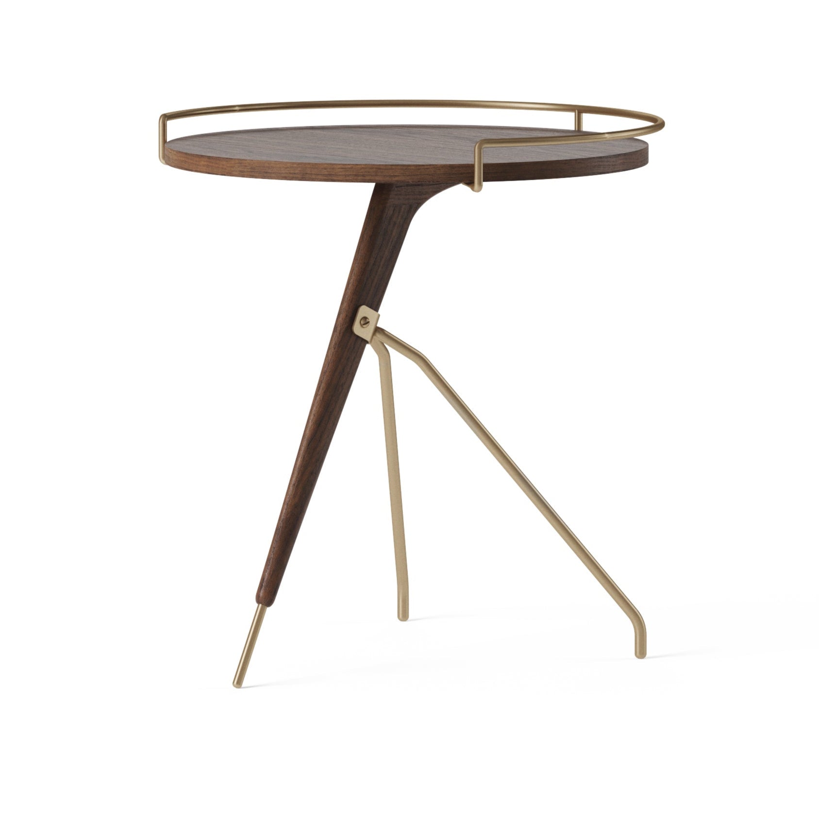 UMANOFF side table walnut wood with brass finish